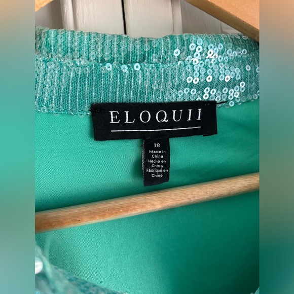 Eloquii Iridescent Blue and Green Midi Dress - Picture 10 of 10